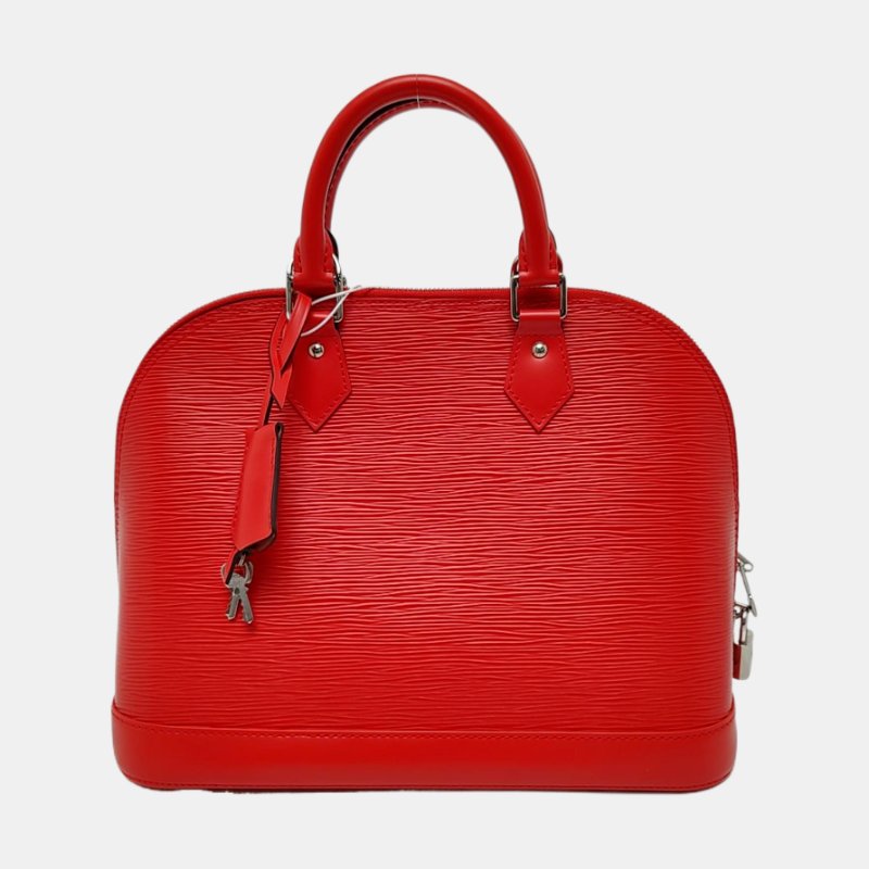 LOUIS VUITTON ALMA 小號 紅色EP​​I牛皮水波紋貝殼包手提包 銀色五金 9.9新-4
