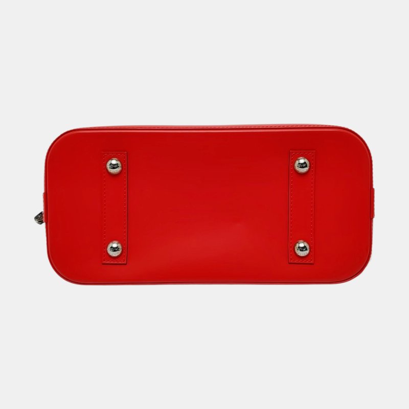 LOUIS VUITTON ALMA 小號 紅色EP​​I牛皮水波紋貝殼包手提包 銀色五金 9.9新-5