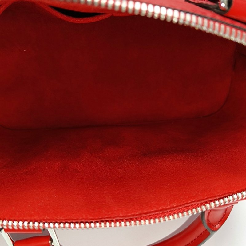 LOUIS VUITTON ALMA 小號 紅色EP​​I牛皮水波紋貝殼包手提包 銀色五金 9.9新-6