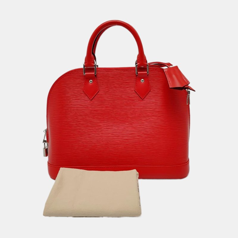 LOUIS VUITTON ALMA 小號 紅色EP​​I牛皮水波紋貝殼包手提包 銀色五金 9.9新-7