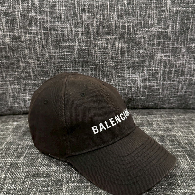 巴黎世家黑色刺繡做舊帽-4