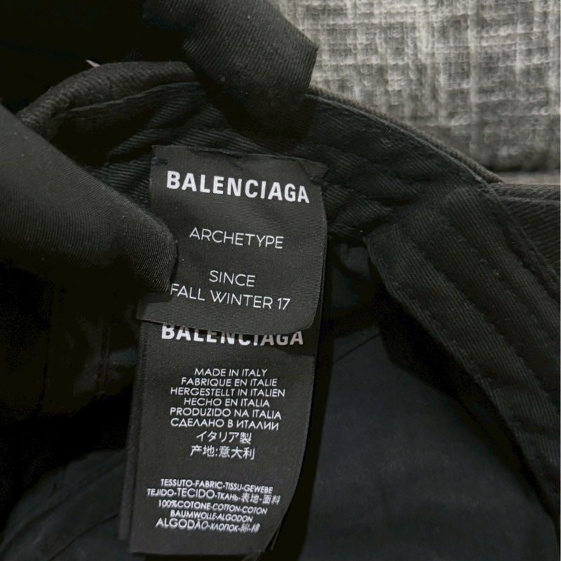 巴黎世家黑色刺繡做舊帽-5