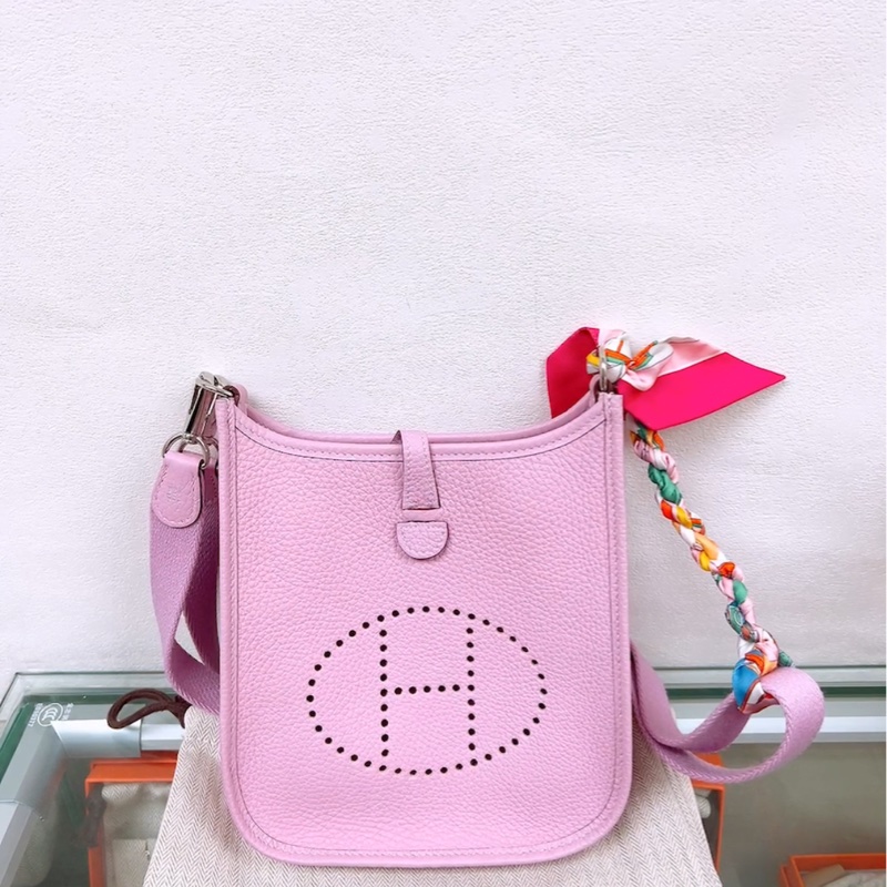 閒置 Hermes mini evelyne 錦葵紫銀扣 U-0