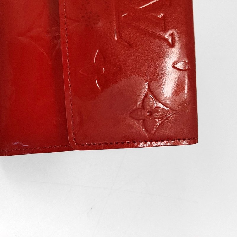 LOUIS VUITTON ELISE 紅色漆皮壓紋皮夾 金色五金-7