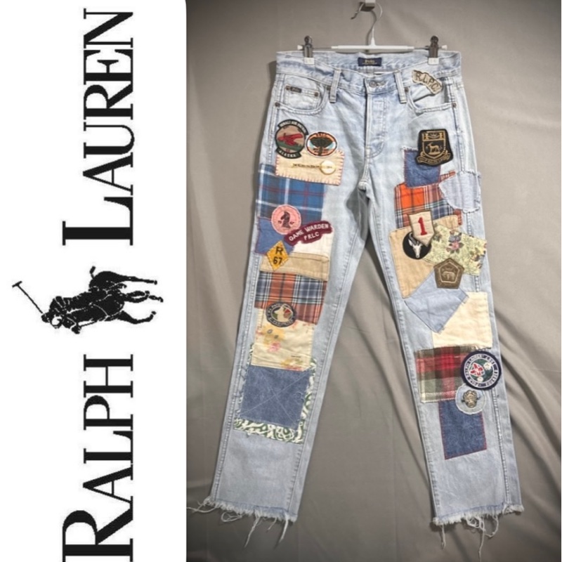 Polo Ralph Lauren 加工破壞留鬚拼布牛仔褲 w25 150/64A-1