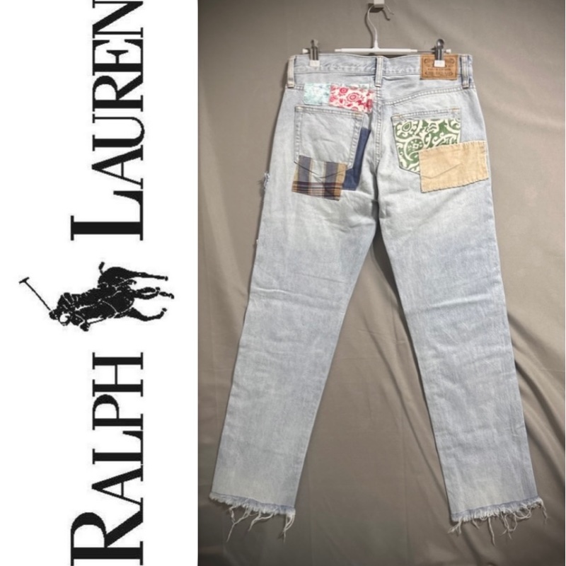 Polo Ralph Lauren 加工破壞留鬚拼布牛仔褲 w25 150/64A-3