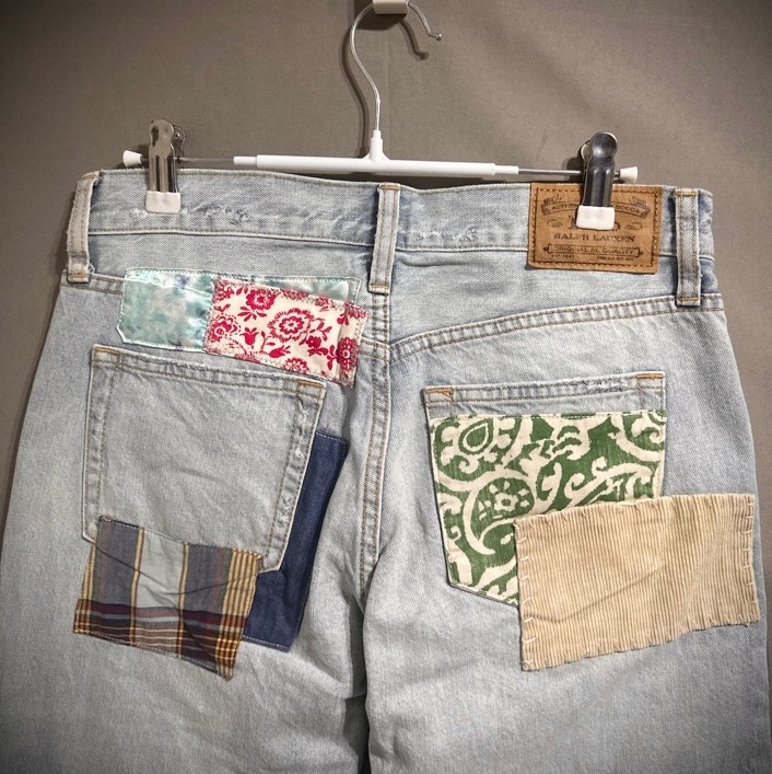 Polo Ralph Lauren 加工破壞留鬚拼布牛仔褲 w25 150/64A-6