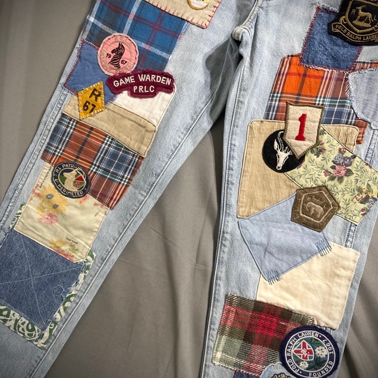 Polo Ralph Lauren 加工破壞留鬚拼布牛仔褲 w25 150/64A-7