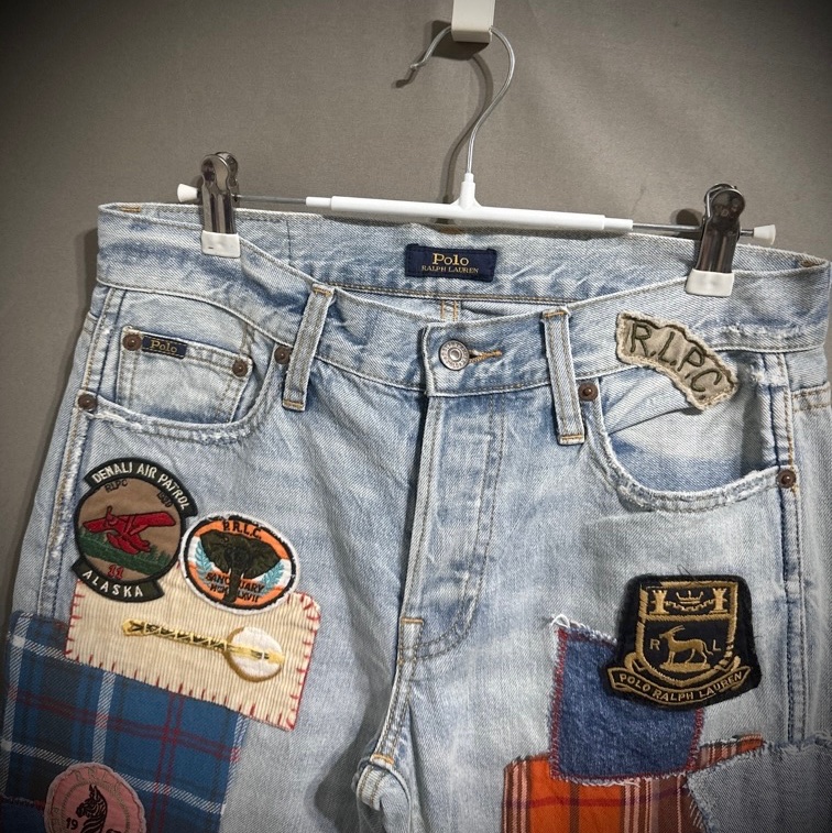 Polo Ralph Lauren 加工破壞留鬚拼布牛仔褲 w25 150/64A-8