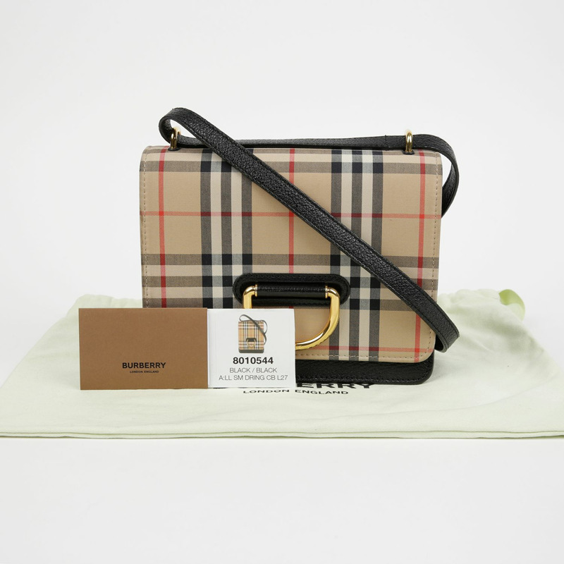 BURBERRY 復古格紋D形環單肩包 8010544-0