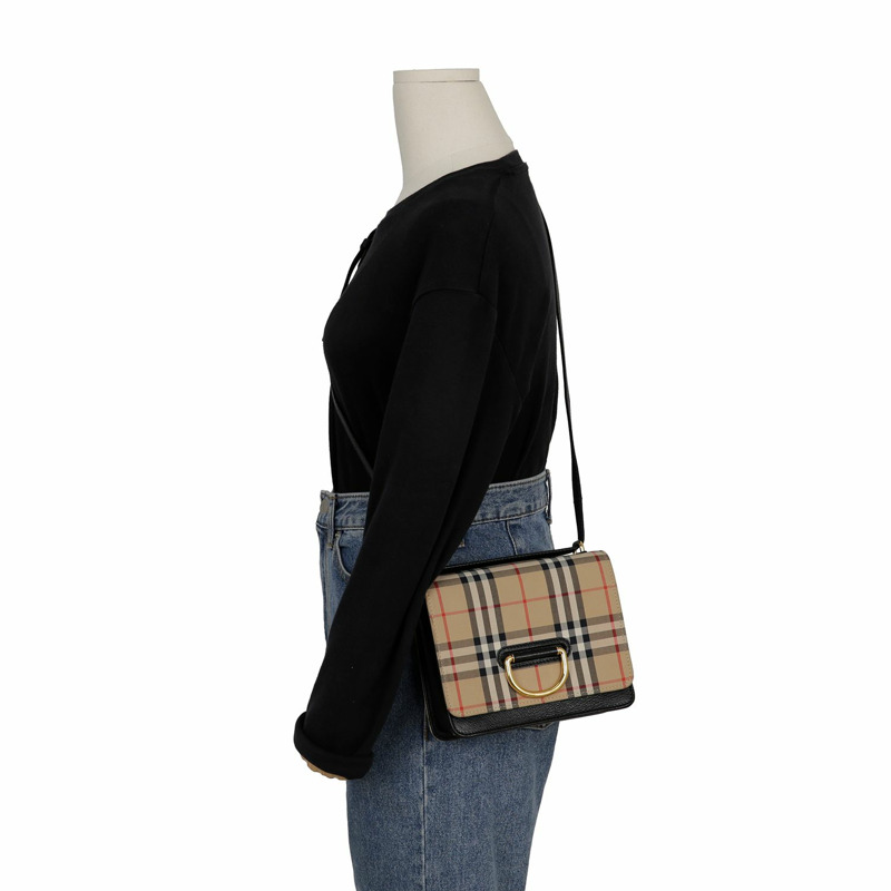 BURBERRY 復古格紋D形環單肩包 8010544-14