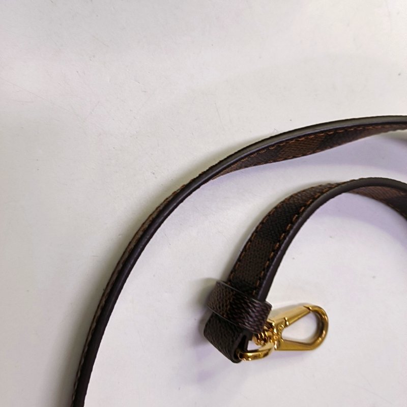 LOUIS VUITTON GREENWICH 小號 棕色塗層帆布棋盤格斜背包手提包單肩包 金色五金 可拆卸肩帶-15