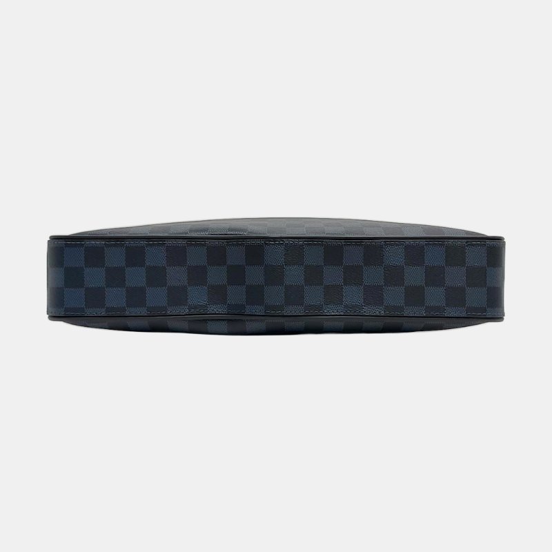 LOUIS VUITTON DANDY 中號 深藍色塗層帆布棋盤格手提包 銀色五金-5