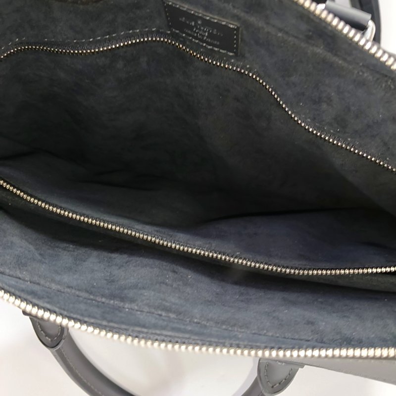 LOUIS VUITTON DANDY 中號 深藍色塗層帆布棋盤格手提包 銀色五金-6