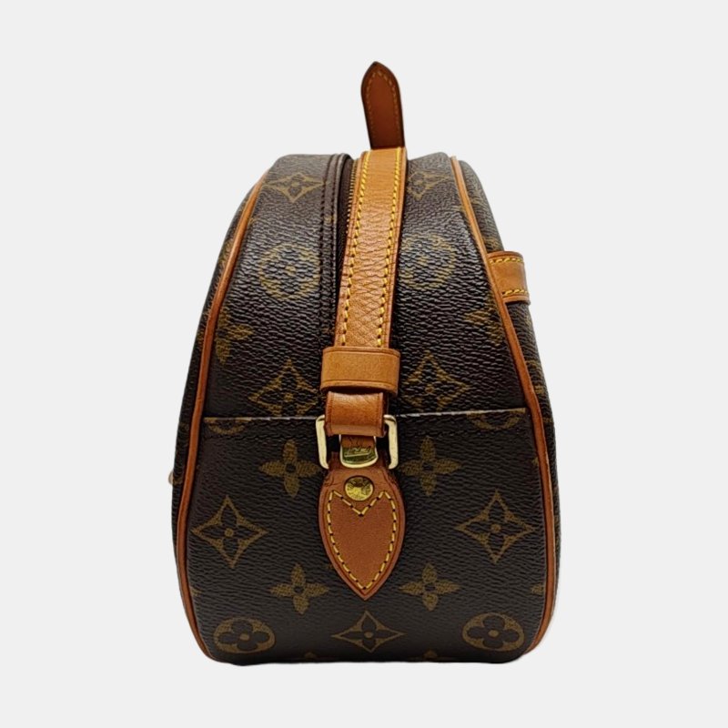 LOUIS VUITTON BLOIS 小號 棕色塗層帆布老花蘋果包斜背包單肩包 金色五金-3