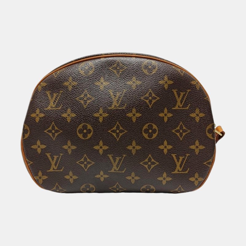 LOUIS VUITTON BLOIS 小號 棕色塗層帆布老花蘋果包斜背包單肩包 金色五金-4