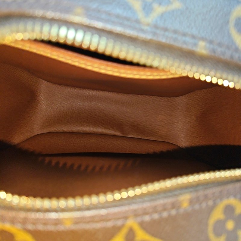 LOUIS VUITTON BLOIS 小號 棕色塗層帆布老花蘋果包斜背包單肩包 金色五金-6