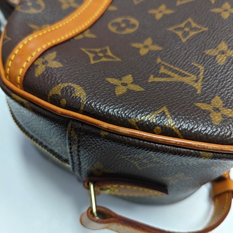 LOUIS VUITTON BLOIS 小號 棕色塗層帆布老花蘋果包斜背包單肩包 金色五金-10