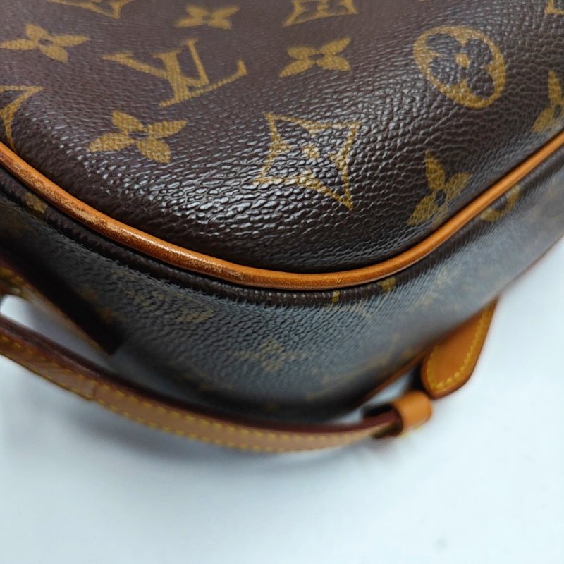 LOUIS VUITTON BLOIS 小號 棕色塗層帆布老花蘋果包斜背包單肩包 金色五金-11