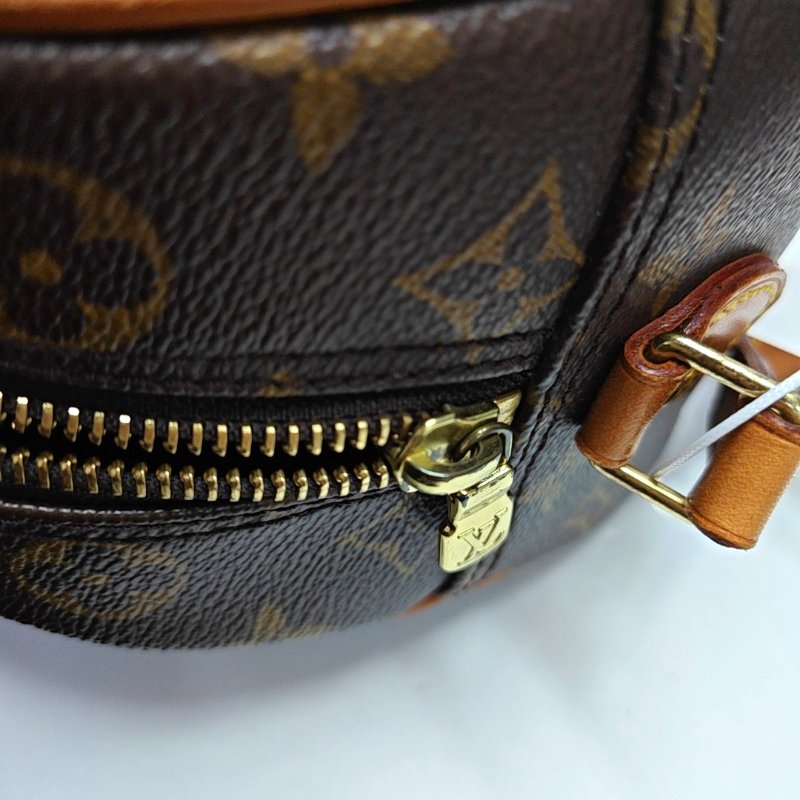 LOUIS VUITTON BLOIS 小號 棕色塗層帆布老花蘋果包斜背包單肩包 金色五金-12