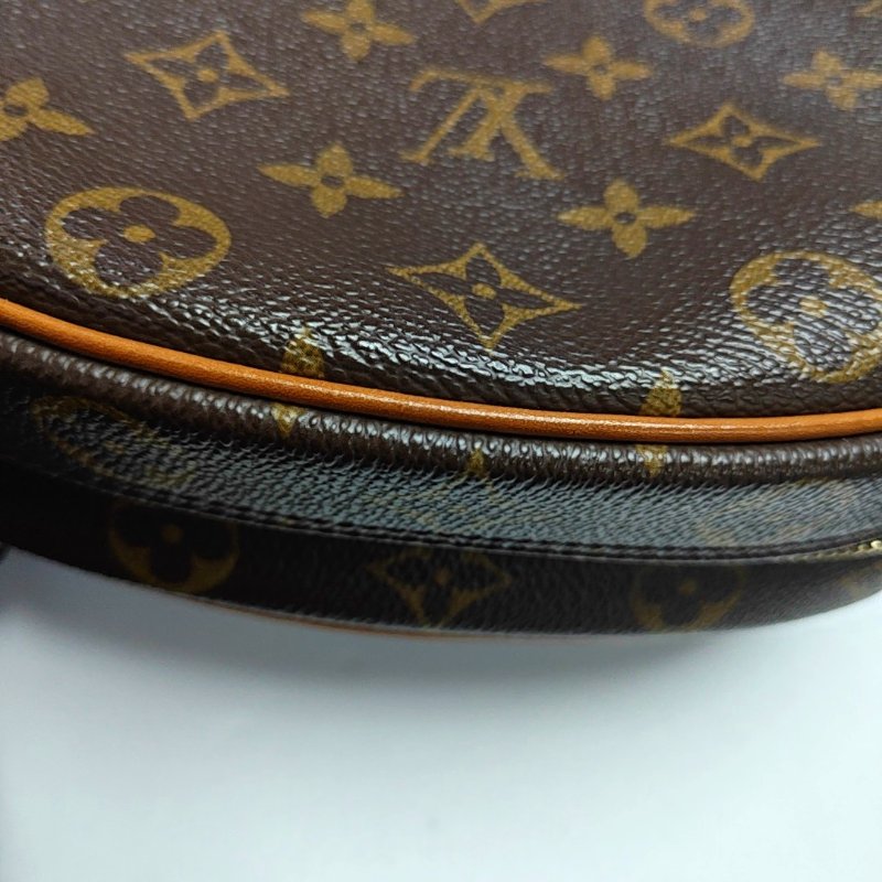 LOUIS VUITTON BLOIS 小號 棕色塗層帆布老花蘋果包斜背包單肩包 金色五金-13