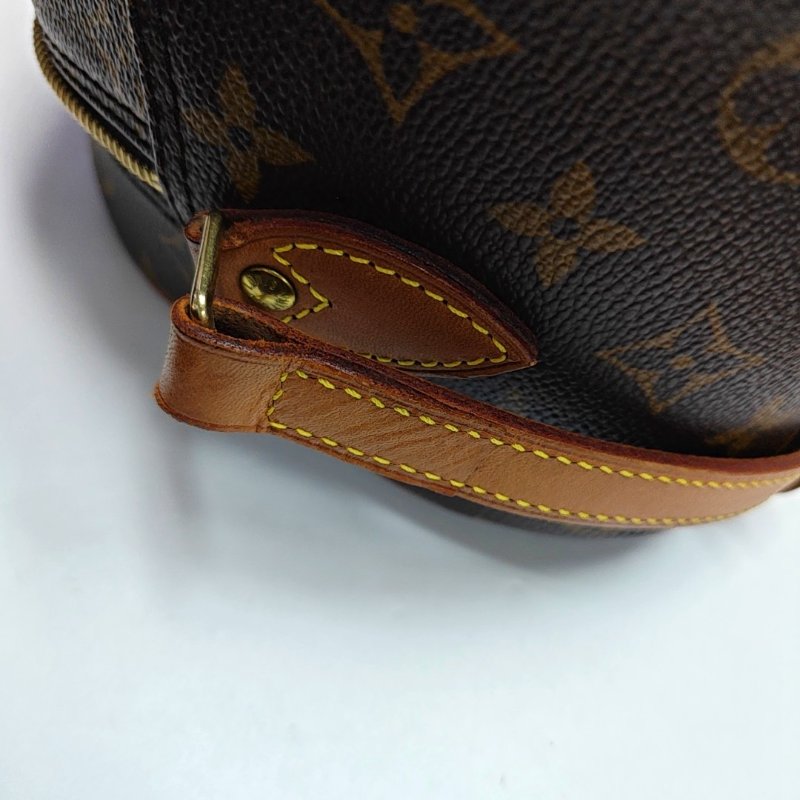 LOUIS VUITTON BLOIS 小號 棕色塗層帆布老花蘋果包斜背包單肩包 金色五金-14