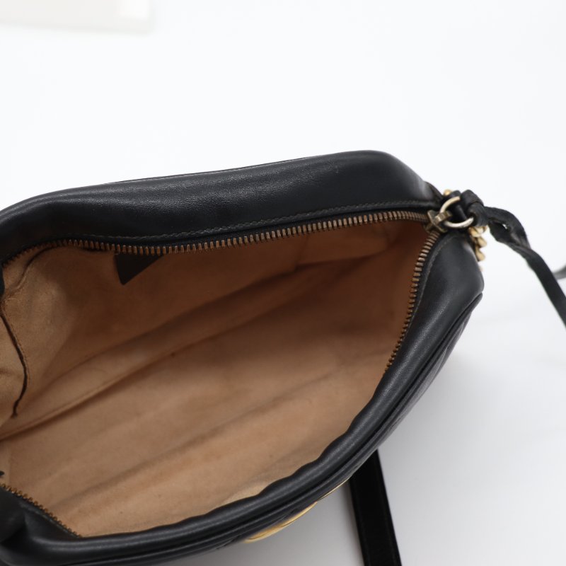 Gucci 古馳 Marmont 小號 黑色牛皮 GG 金釦 鏈條包 相機包-11