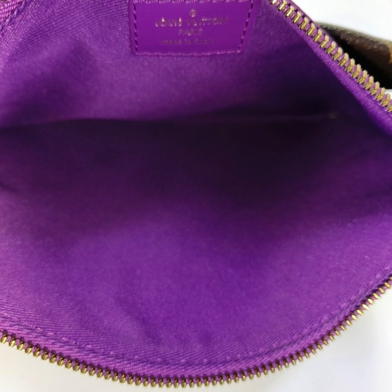 LOUIS VUITTON FLAT 棕色塗層帆布老花印花單肩包斜背包 金色黑色五金 子袋可拆卸肩帶-6