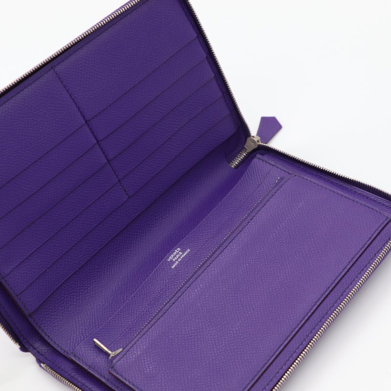 【超級新♥️CP 精選🌟小編推薦】Hermès 愛馬仕 夢幻紫 牛皮 稀有大尺寸 錢包 長夾-6