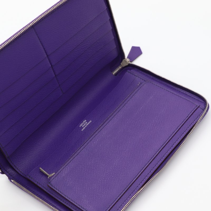 【超級新♥️CP 精選🌟小編推薦】Hermès 愛馬仕 夢幻紫 牛皮 稀有大尺寸 錢包 長夾-8