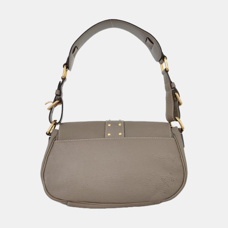 LOUIS VUITTON LE SUPERBE 灰色牛皮鉚釘單肩包手提包 金色五金 可拆卸肩帶-4