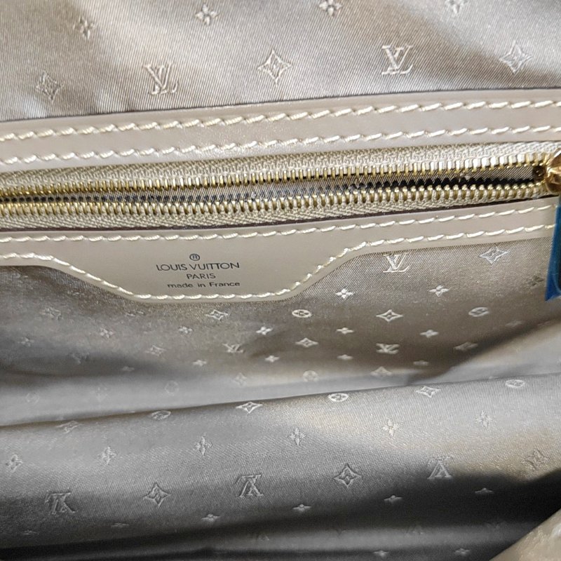 LOUIS VUITTON LE SUPERBE 灰色牛皮鉚釘單肩包手提包 金色五金 可拆卸肩帶-11