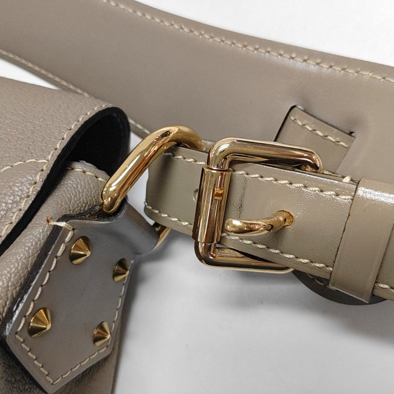 LOUIS VUITTON LE SUPERBE 灰色牛皮鉚釘單肩包手提包 金色五金 可拆卸肩帶-12