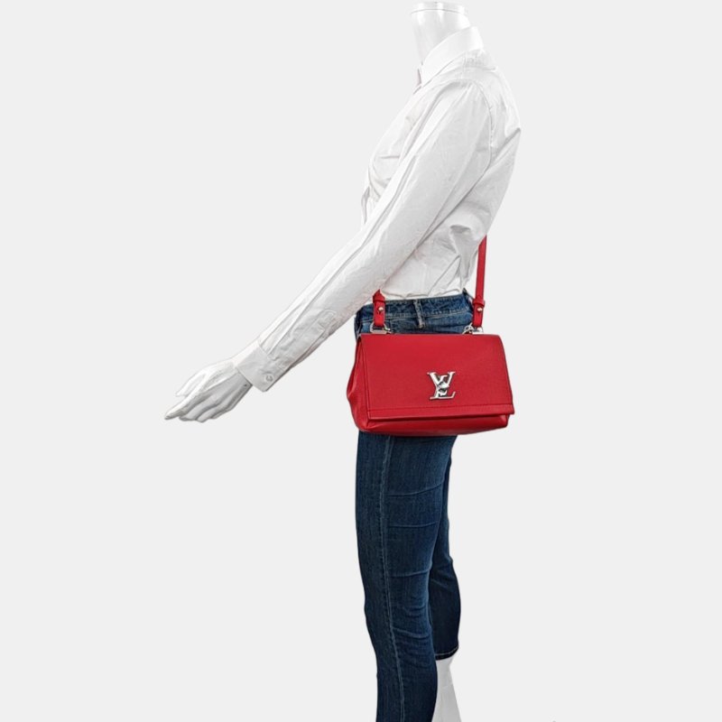 LOUIS VUITTON LOCKME BB 紅色牛皮單肩包手提包 銀色五金 可拆卸肩帶-1