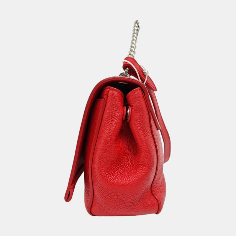 LOUIS VUITTON LOCKME BB 紅色牛皮單肩包手提包 銀色五金 可拆卸肩帶-2