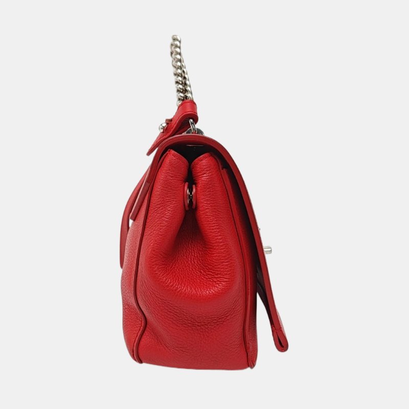 LOUIS VUITTON LOCKME BB 紅色牛皮單肩包手提包 銀色五金 可拆卸肩帶-3