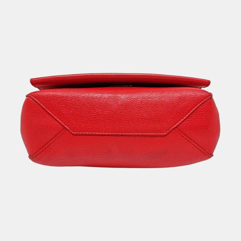 LOUIS VUITTON LOCKME BB 紅色牛皮單肩包手提包 銀色五金 可拆卸肩帶-5