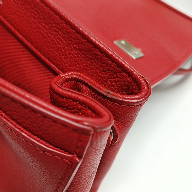 LOUIS VUITTON LOCKME BB 紅色牛皮單肩包手提包 銀色五金 可拆卸肩帶-10