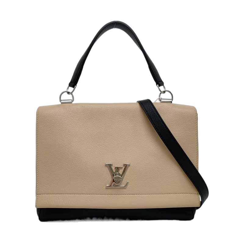 LOUIS VUITTON LOCKME 拼色牛皮單肩包手提包 銀色五金 可拆卸肩帶-0