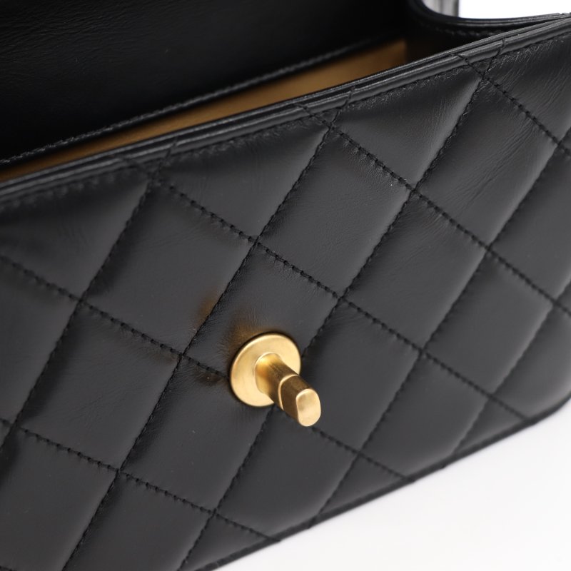 【超級新♥️包裝未拆】Chanel 香奈兒 黑色菱格紋 羊皮 雙金球 經典口蓋包 鏈條包 斜跨包-15