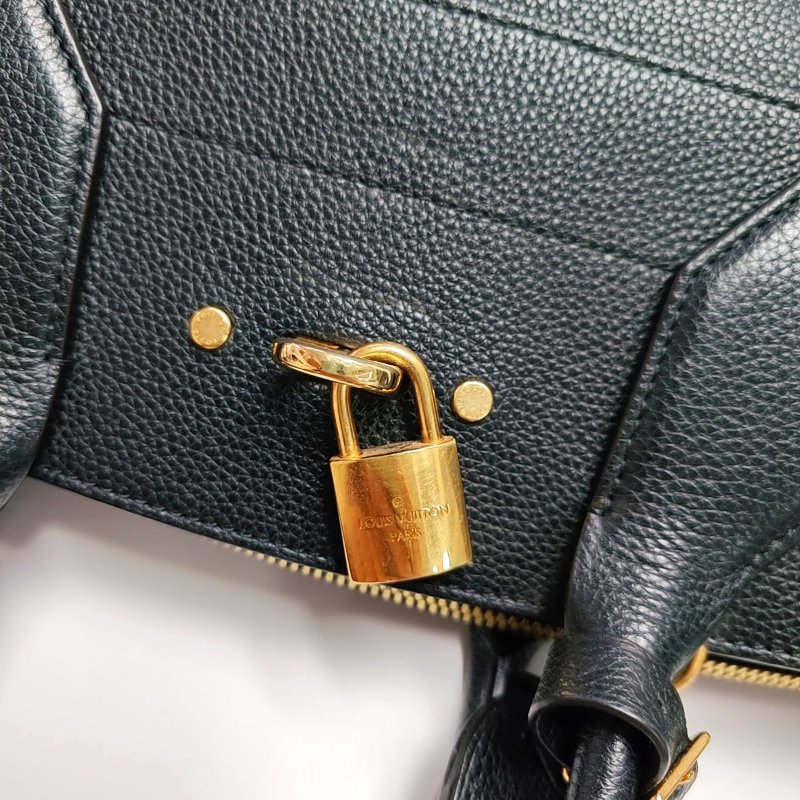 LOUIS VUITTON CITY STEAMER 大號黑色牛皮蒸氣包單肩包手提包 金色五金 可拆卸肩帶-7