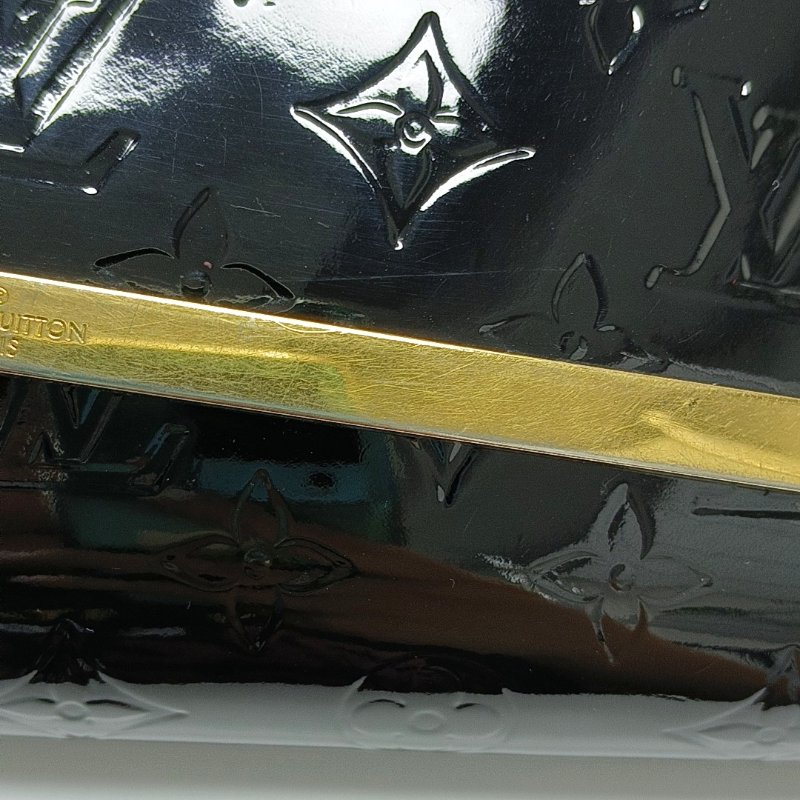 LOUIS VUITTON ANA 黑色漆皮壓花單肩包手提包 金色五金-11