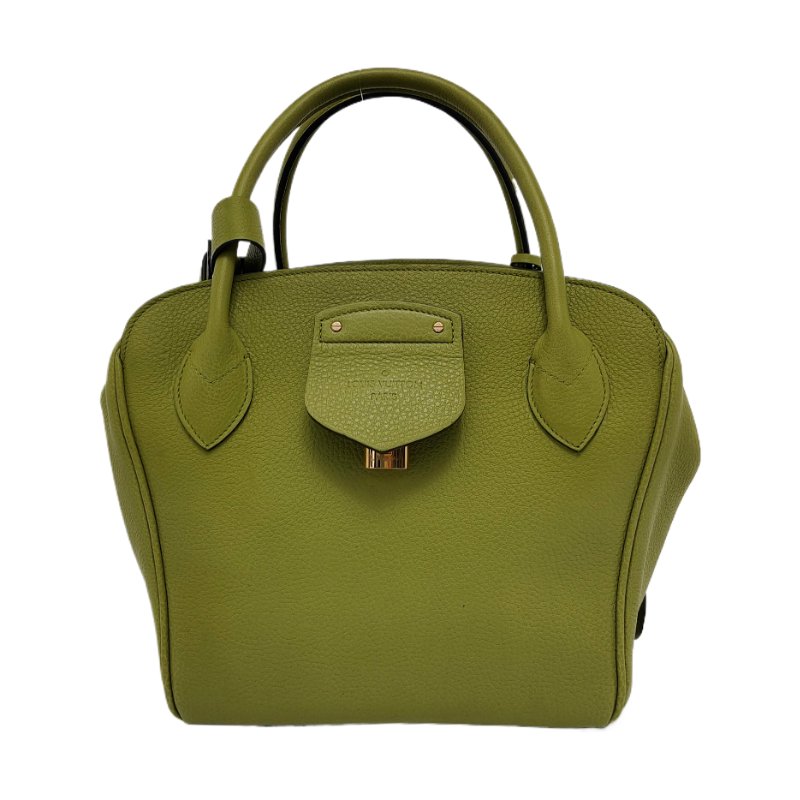 LOUIS VUITTON 綠色牛皮手提包 金色五金9.9新-1