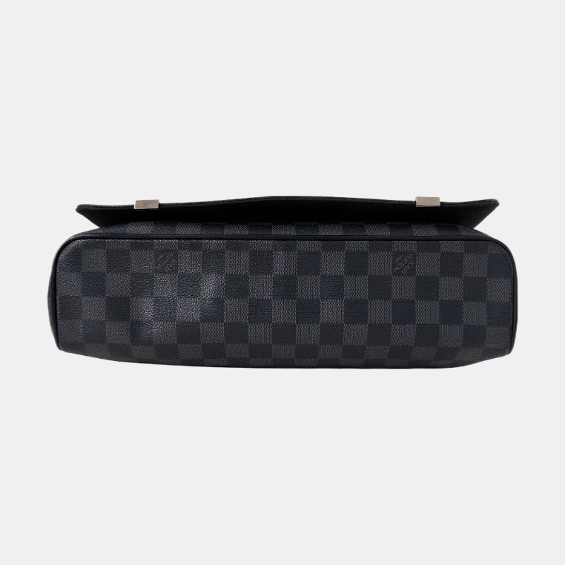 LOUIS VUITTON DISTRICT 中號 灰色塗層帆布棋盤格郵差包肩背包斜背包 銀色五金-5