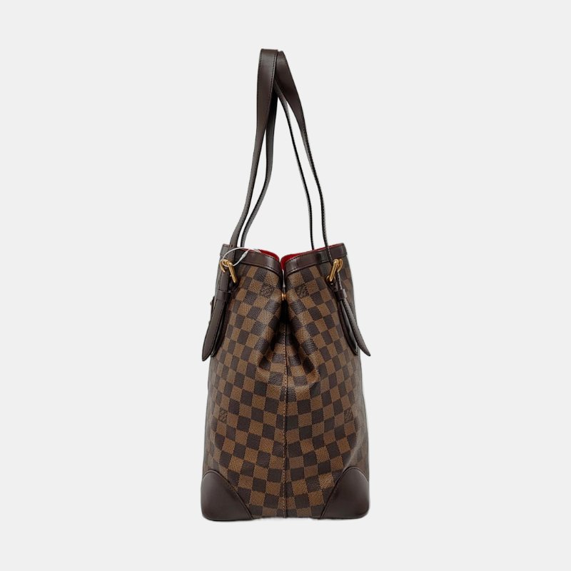 LOUIS VUITTON HAMPSTEAD 大號 棕色塗層帆布棋盤格單肩包手提包 金色五金 2條可拆卸肩帶-2