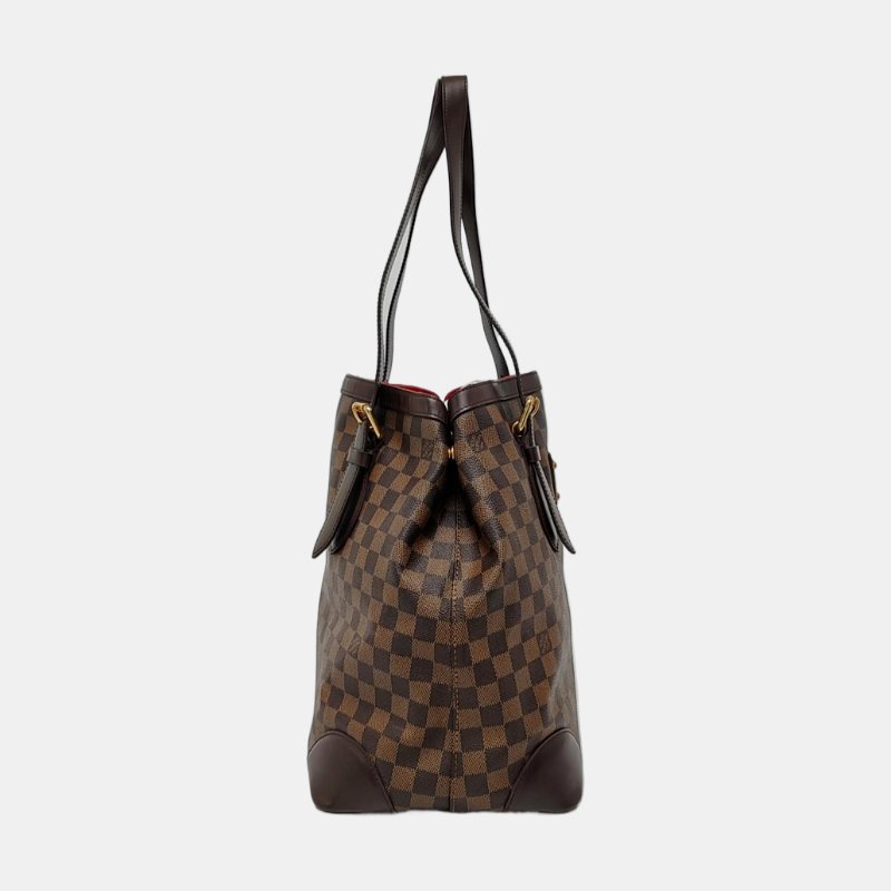 LOUIS VUITTON HAMPSTEAD 大號 棕色塗層帆布棋盤格單肩包手提包 金色五金 2條可拆卸肩帶-3