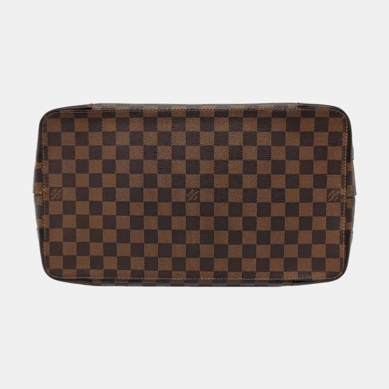 LOUIS VUITTON HAMPSTEAD 大號 棕色塗層帆布棋盤格單肩包手提包 金色五金 2條可拆卸肩帶-5