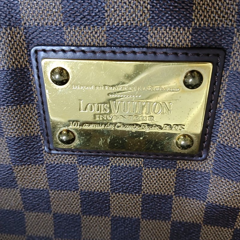 LOUIS VUITTON HAMPSTEAD 大號 棕色塗層帆布棋盤格單肩包手提包 金色五金 2條可拆卸肩帶-7