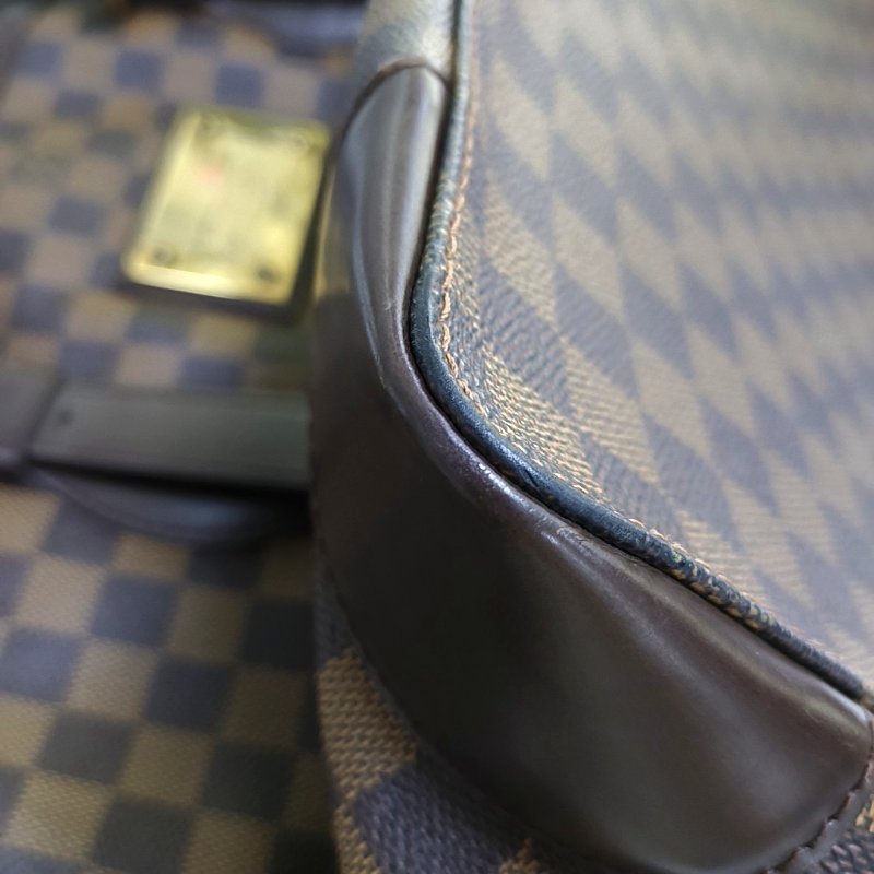 LOUIS VUITTON HAMPSTEAD 大號 棕色塗層帆布棋盤格單肩包手提包 金色五金 2條可拆卸肩帶-8