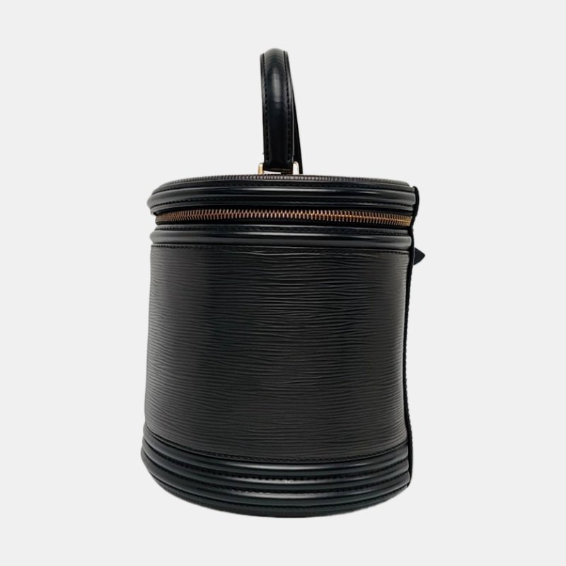 LOUIS VUITTON VINTAGE CANNES 黑色EPI牛皮水波紋手提包 金色五金-2